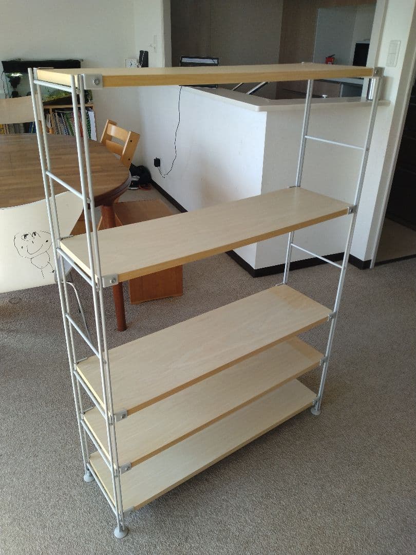 【訳あり】MUJI/無印良品 25cmスチールユニットシェルフ中グレー木製棚5段