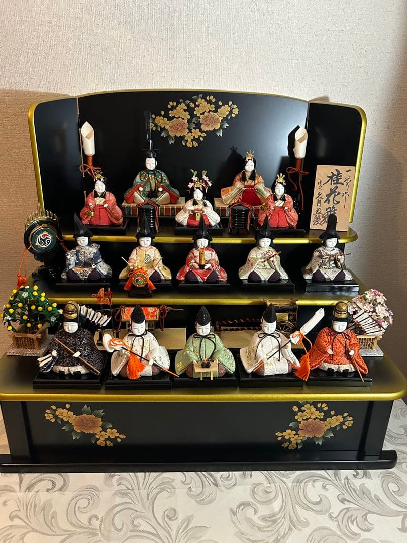 ①久月木目込コンパクト雛人形セット【美品】