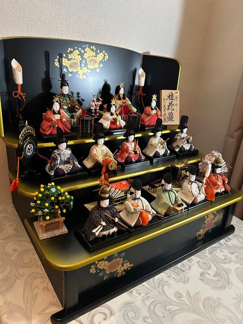 ①久月木目込コンパクト雛人形セット【美品】