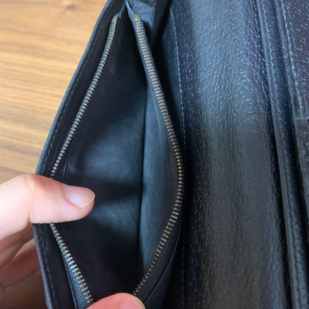GUCCI グッチ GGマーモント レザー ロング ブラック 皮 財布 黒