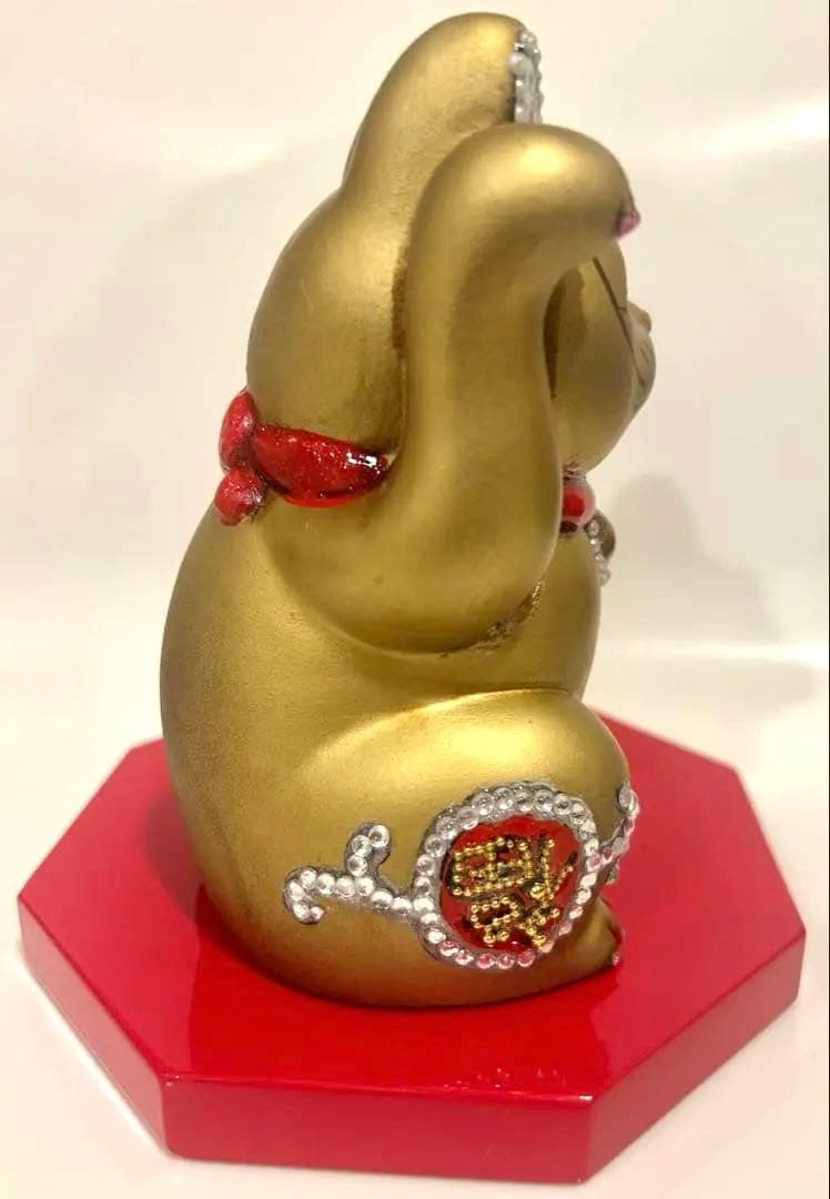 招き猫 デコ スワロフスキー風 金運 開運 商売繁盛 開店祝い　ホワイト