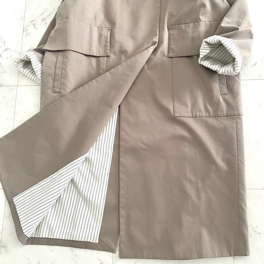 極美品 アドーア ADORE ドライコンパクトノーカラーコート ベージュ 38