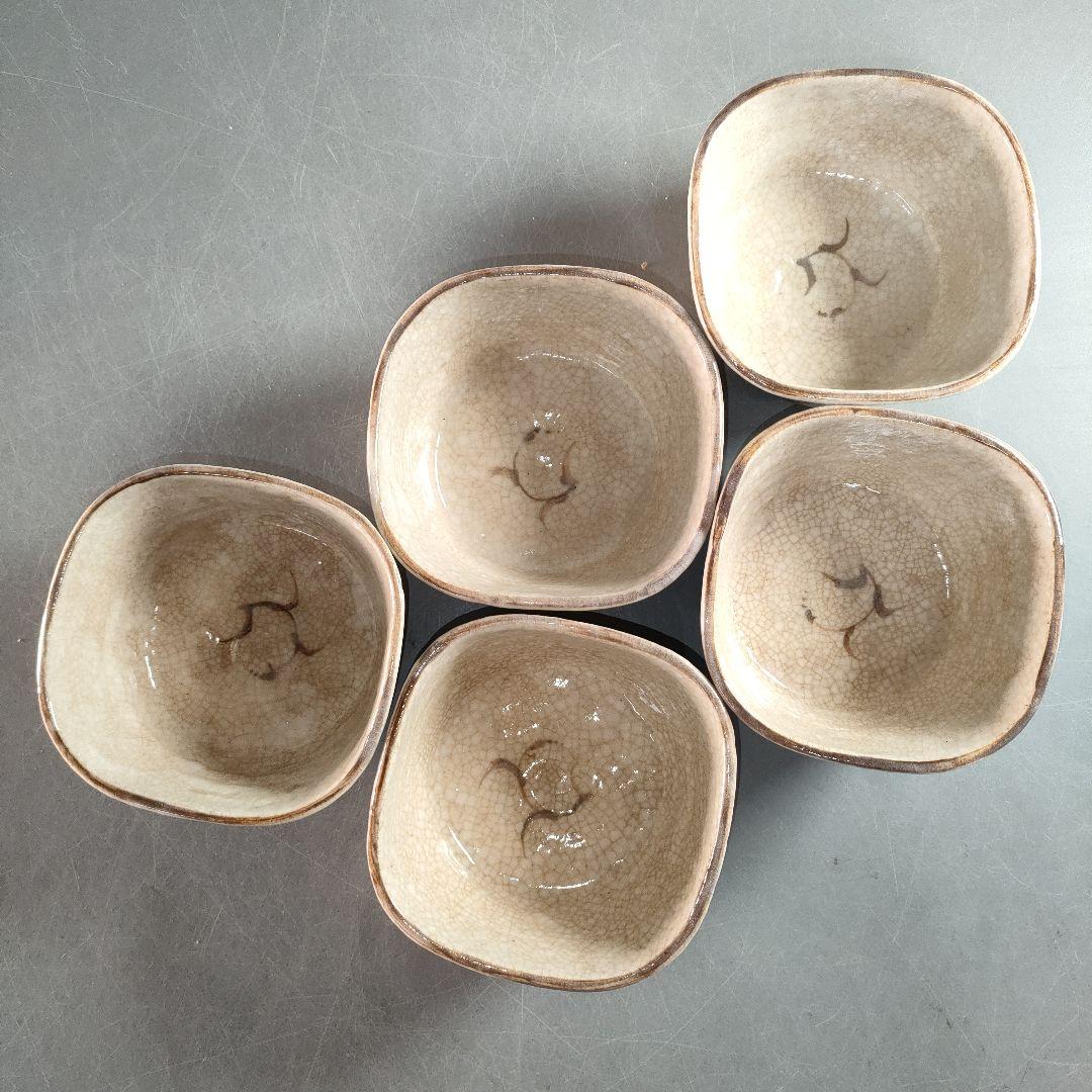 A1335-6/在銘/絵唐津向付5客/銘々皿/飾鉢/盛鉢/菓子鉢/懐石道具/