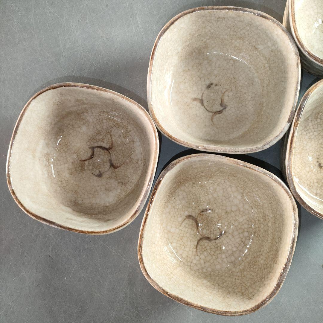 A1335-6/在銘/絵唐津向付5客/銘々皿/飾鉢/盛鉢/菓子鉢/懐石道具/