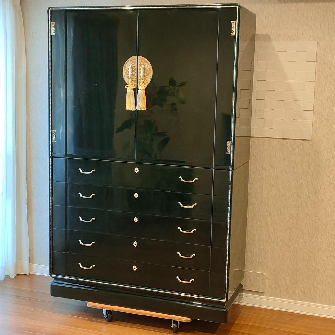 〈希少〉フランスミラー　キャビネット　箪笥　着物箪笥　房飾り　観音開き