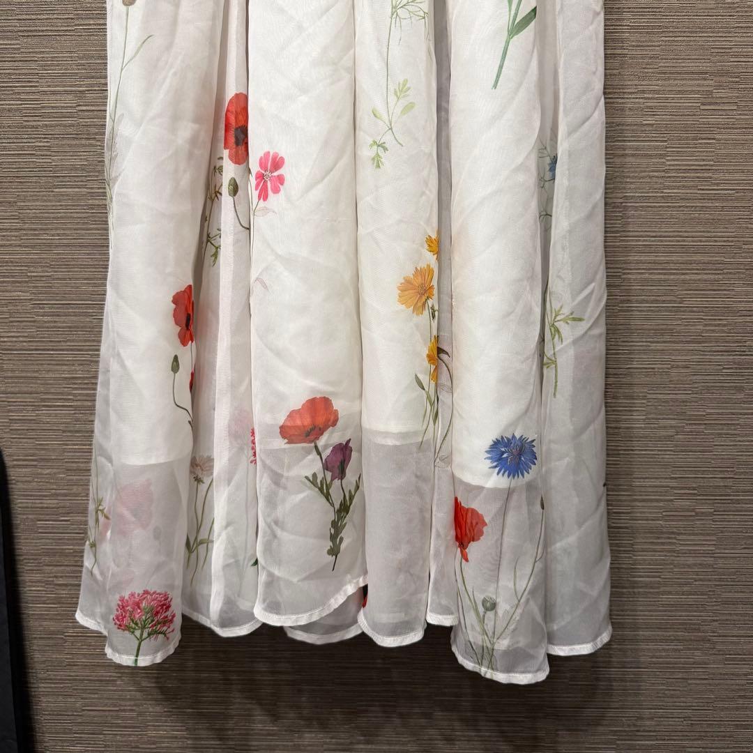 SNIDEL 花柄シフォンロングワンピース リボン付 サイズ0