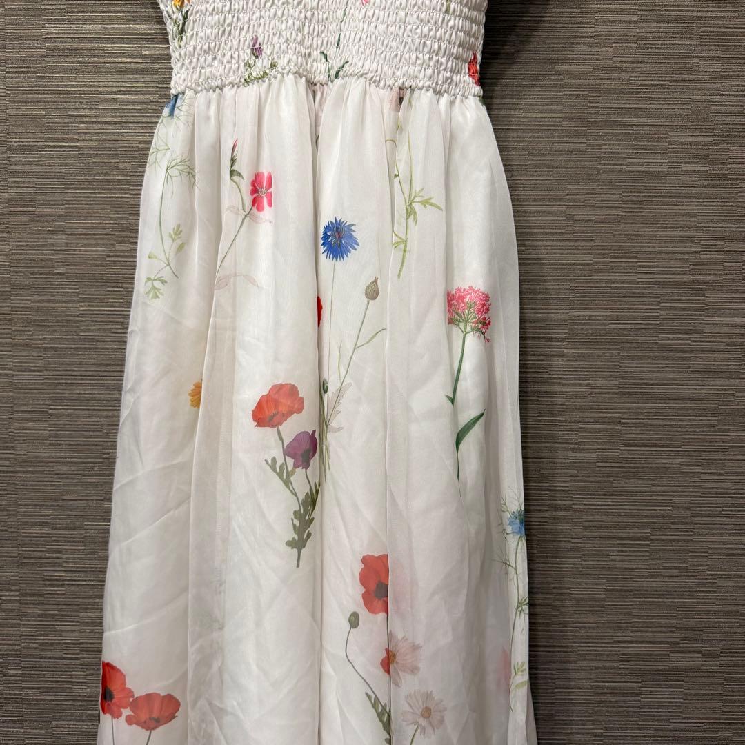 SNIDEL 花柄シフォンロングワンピース リボン付 サイズ0