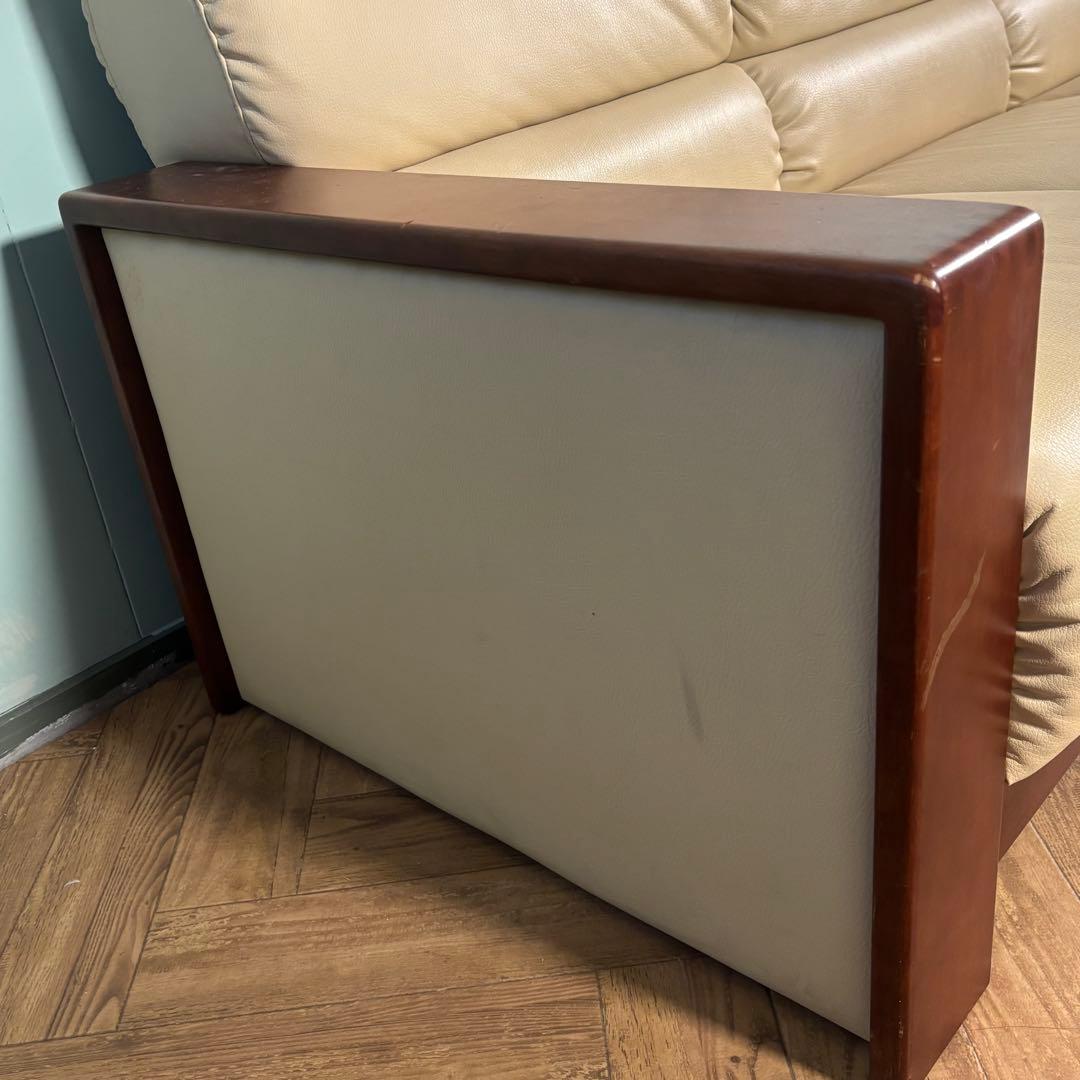 ♦︎maruni ♦︎マルニ 三人掛け　昭和レトロ ソファー 革　木目調