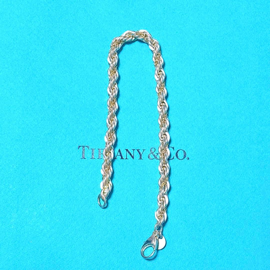 【美品】19cm ティファニー ツイスト コンビブレスレット 750/925