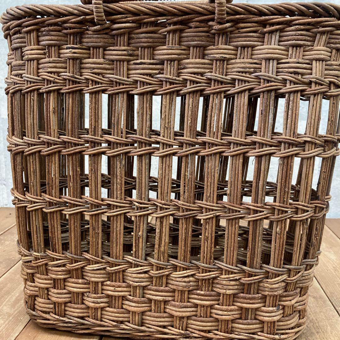 レトロ 持ち手付き あけびカゴ バスケット かごバッグ 民芸品 古道具 手提げ籠