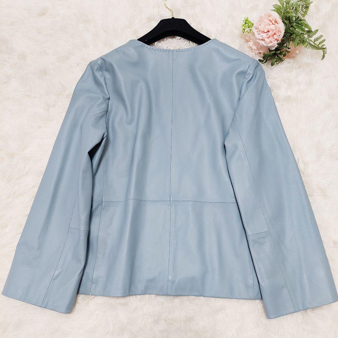 極美品 自由区 羊革 ラムレザー ノーカラージャケット 40