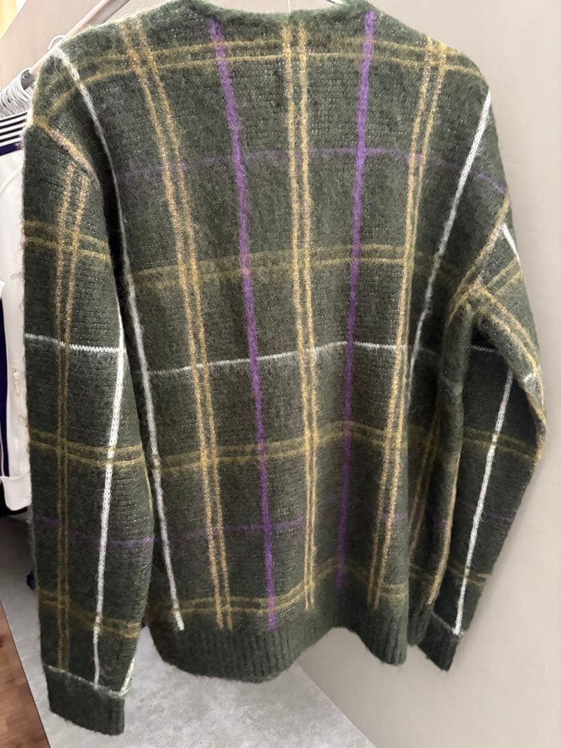 Needles チェック柄モヘアカーディガン XS