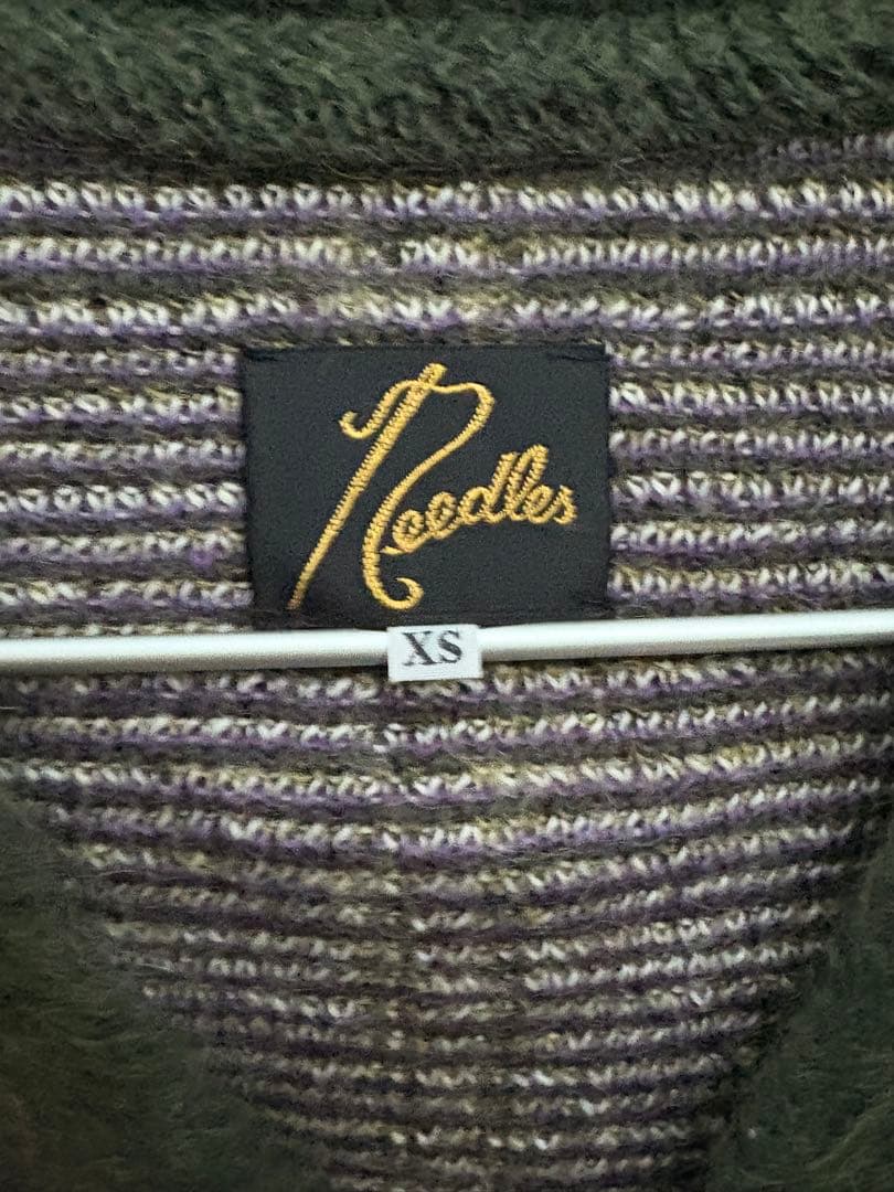 Needles チェック柄モヘアカーディガン XS