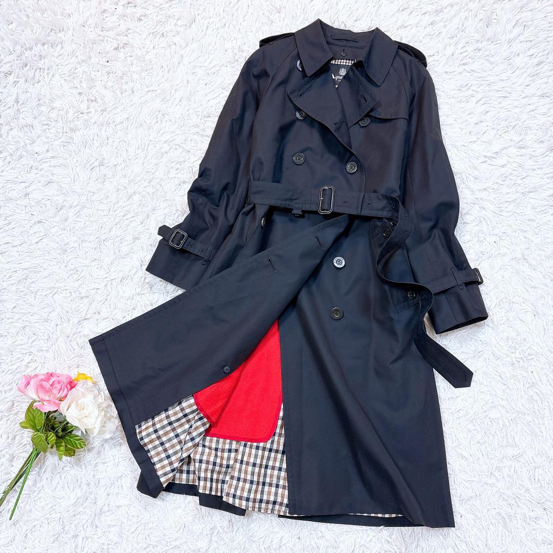 レアモデル【極美品】アクアスキュータム ロングトレンチコート 赤ライナー 希少8