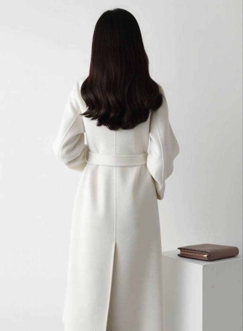 ウールコート ダブルフェイス カシミヤコート　ロングコート　白 ホワイト