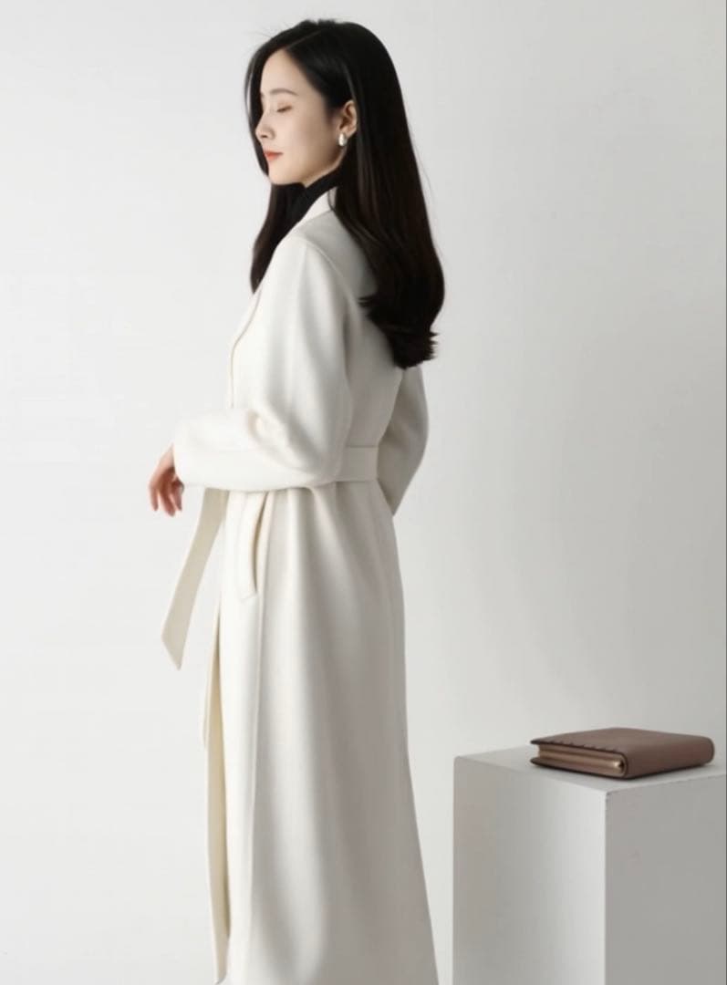 ウールコート ダブルフェイス カシミヤコート　ロングコート　白 ホワイト