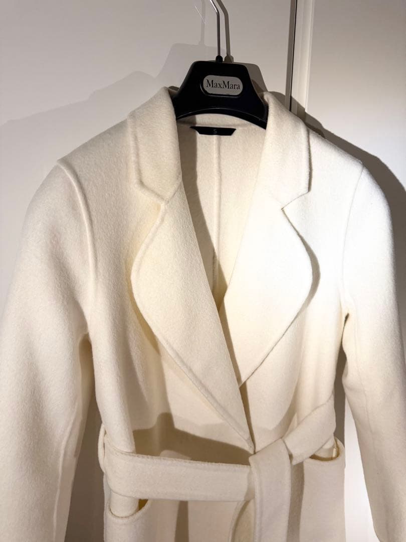 ウールコート ダブルフェイス カシミヤコート　ロングコート　白 ホワイト