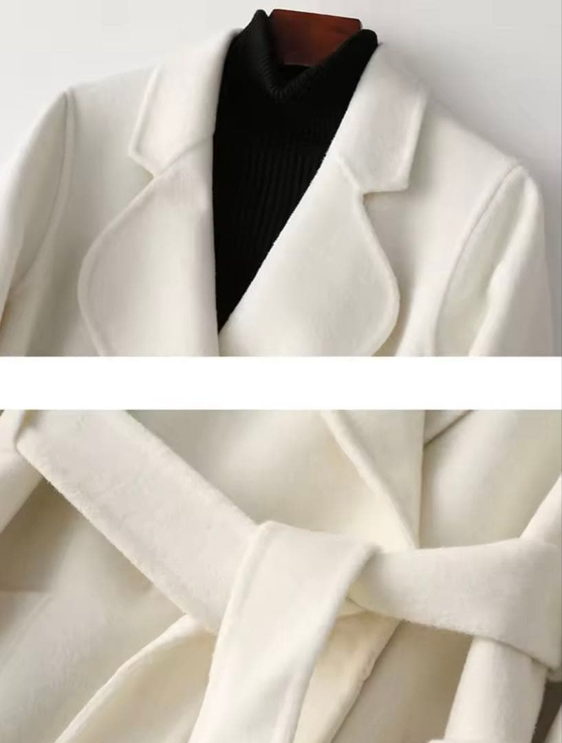 ウールコート ダブルフェイス カシミヤコート　ロングコート　白 ホワイト