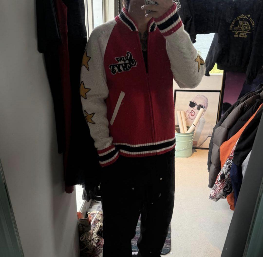 ⭐️HYS 星柄 ニット ジップジャケット ジャガード スタジャン風⭐️