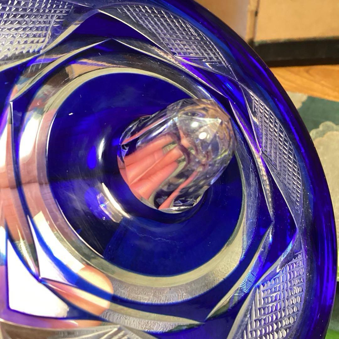 A901 茶道具　色被ガラス　義山　切子　水指