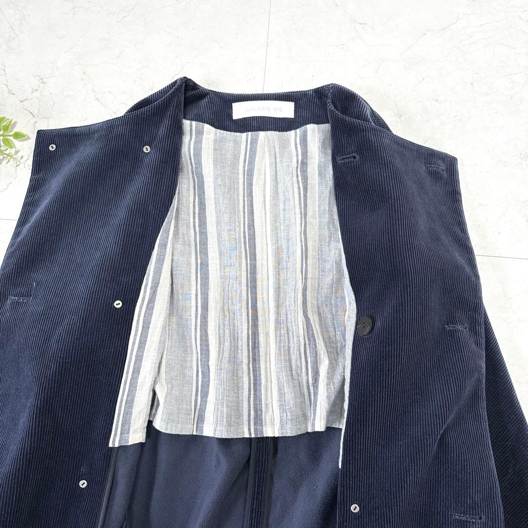 極美品☆GALERIE VIE　5万　コットンコーデュロイ　コート　ネイビー