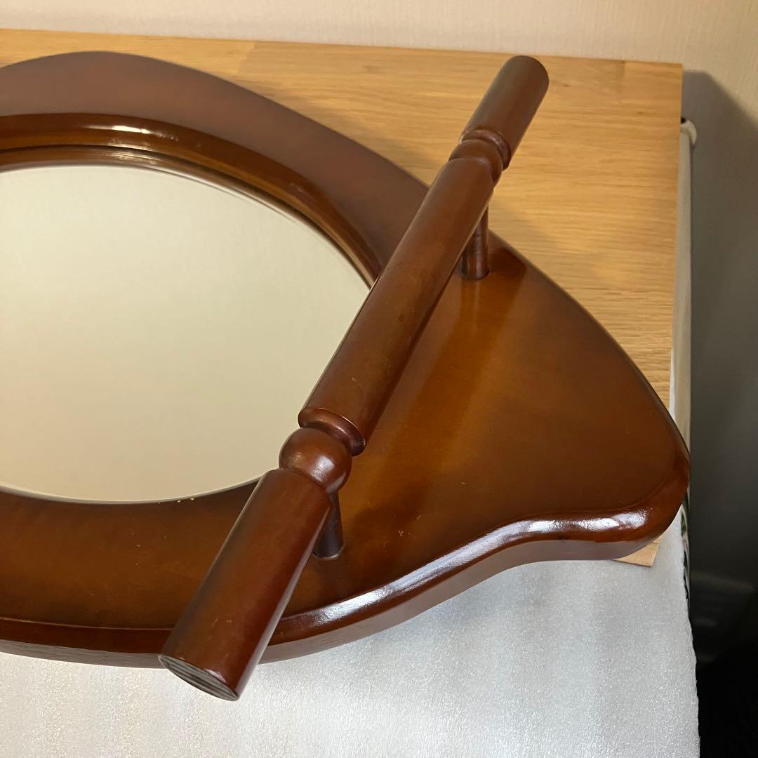 オウム型　壁掛け　木製　ミラー　鏡