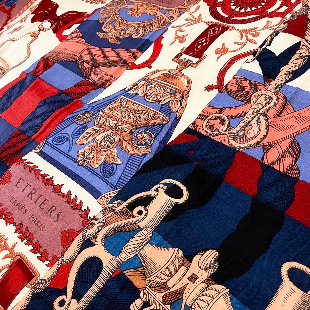 希少✨良品✨HERMES カレジェアン スカーフ カシシル カシミヤ 140 鎧