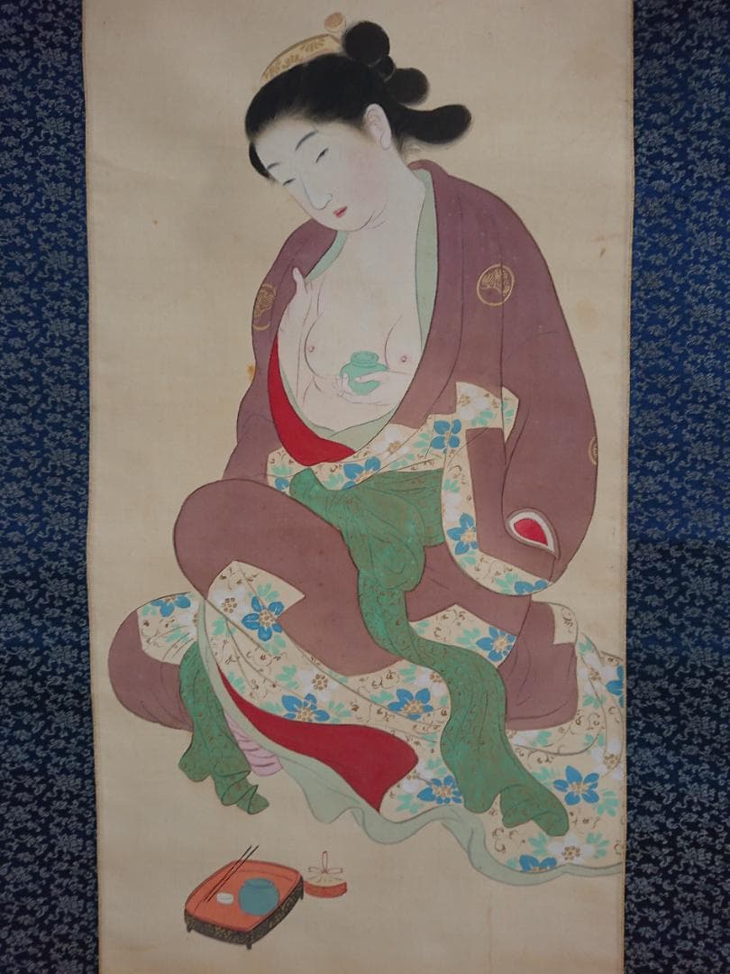 絵画　日本画　掛軸　美人図　浮世絵　インテリア　工芸品　美術品　A2856