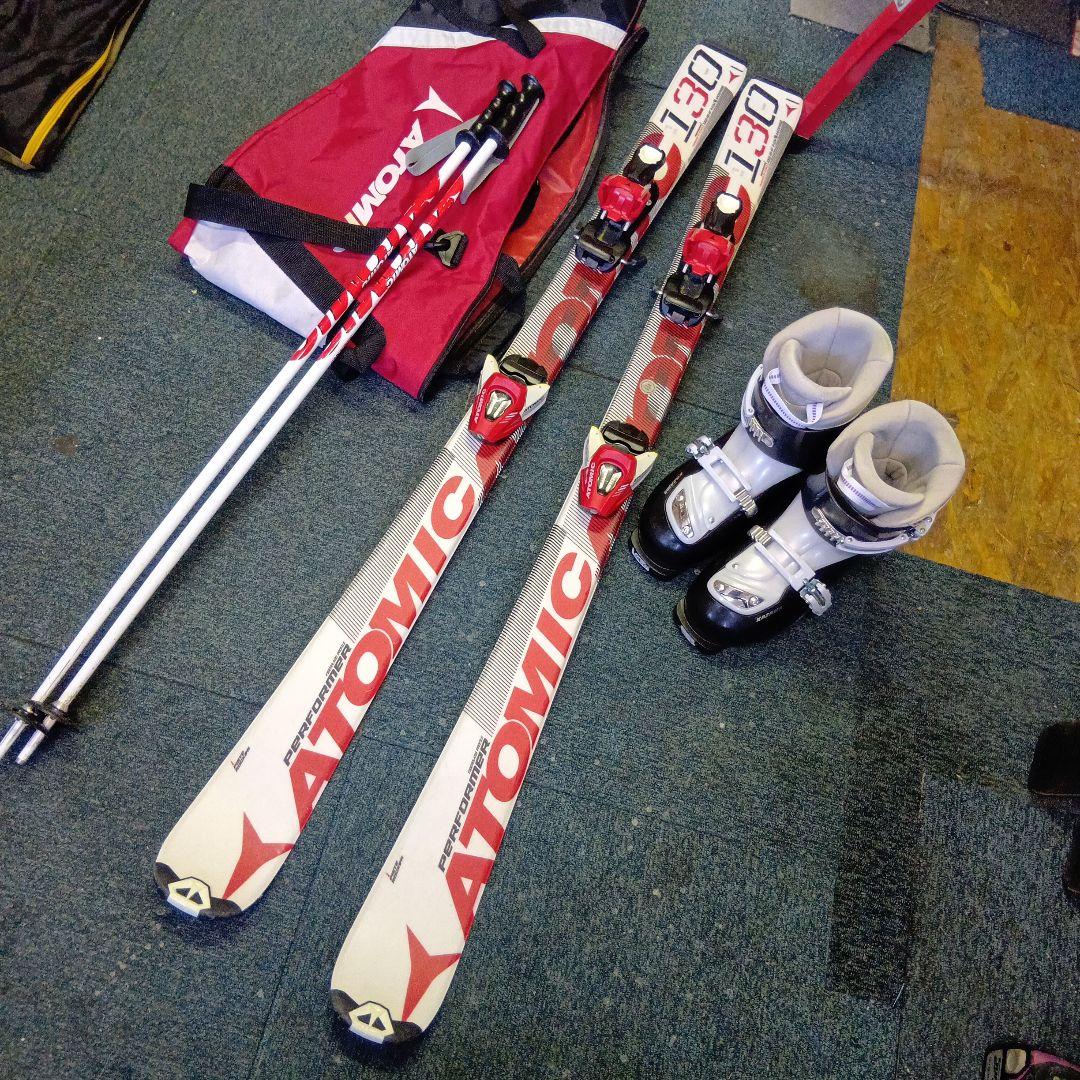 整備済 …ホットWAX仕上げ ジュニア用130cm ATOMIC 板…カザマ靴…