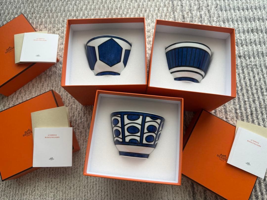 エルメス 人気 ボウル 〈ブルー ダイユール〉 No1,No2,No3セット