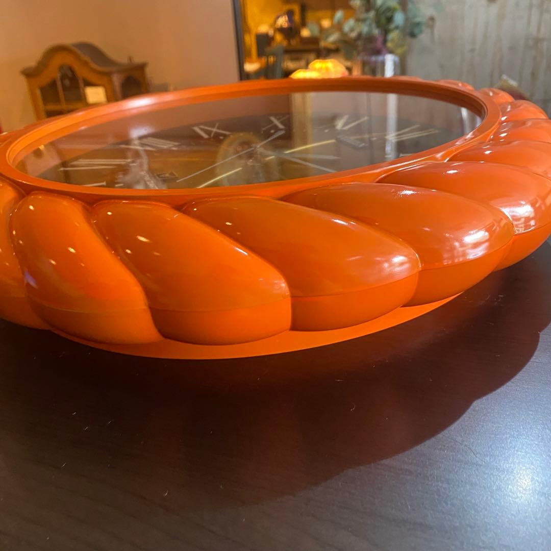 CITIZEN リペイント　壁掛時計 ミッドセンチュリー　昭和レトロ　オレンジ