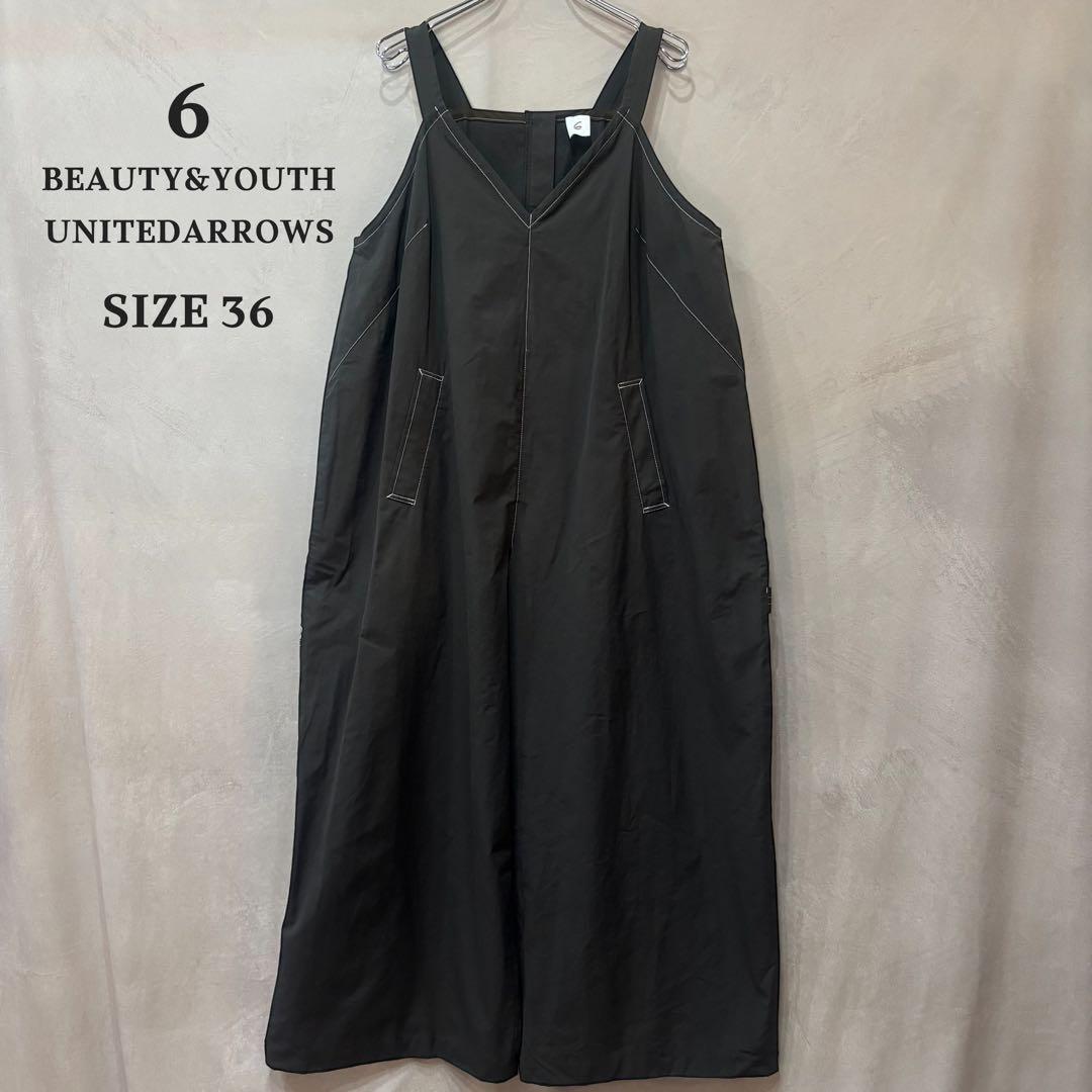 6 ROKU ロク コットン ビッグ オールインワン チャコール 36