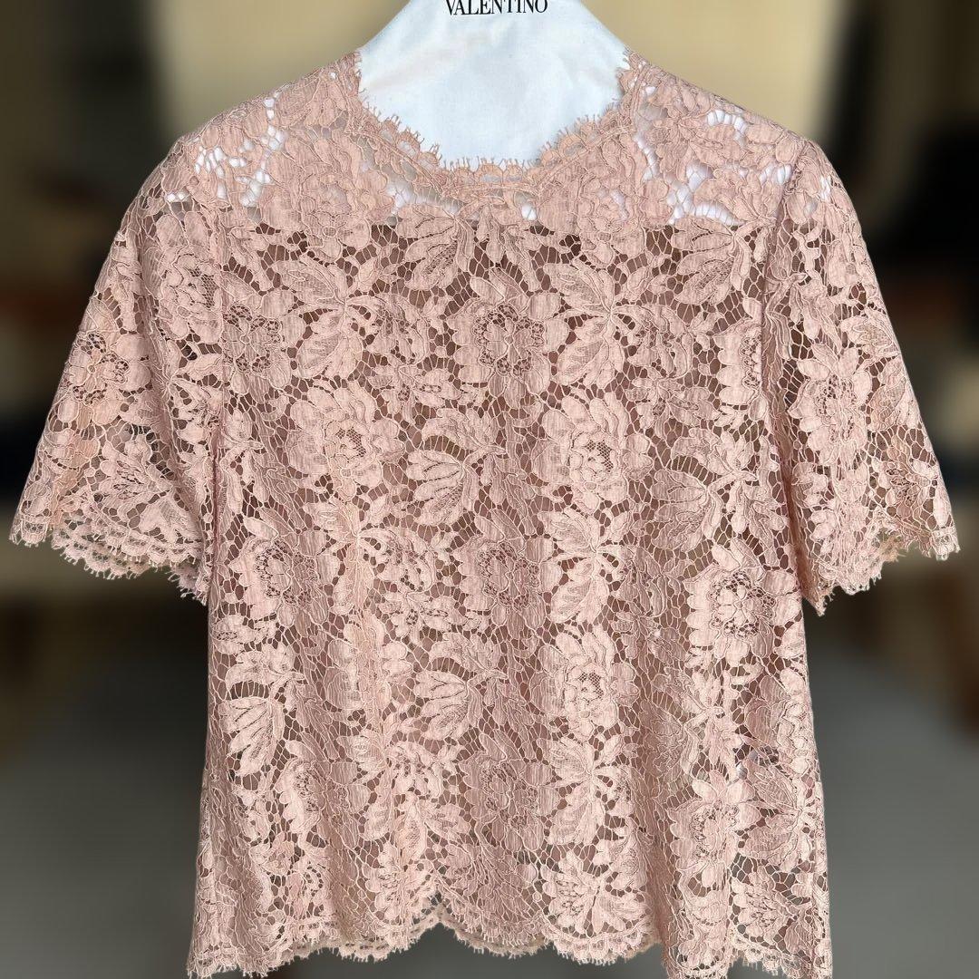美品✨ヴァレンティノ　VALENTINO レース　トップス　ピンク　フラワー