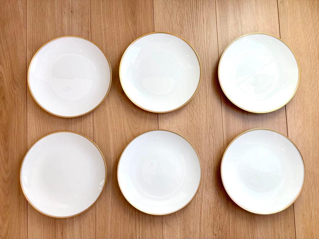 大倉陶園　ゴールドライン（クープシェープ）　19cmデザート皿　6枚セット