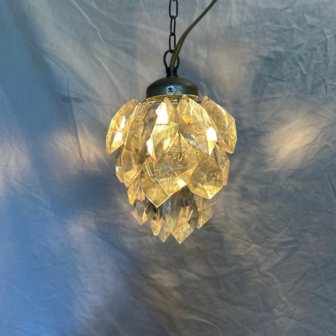 希少　ビィンテージ　ヒマラヤランプ　ガラスパーツ　照明　氷河　気泡　電球付