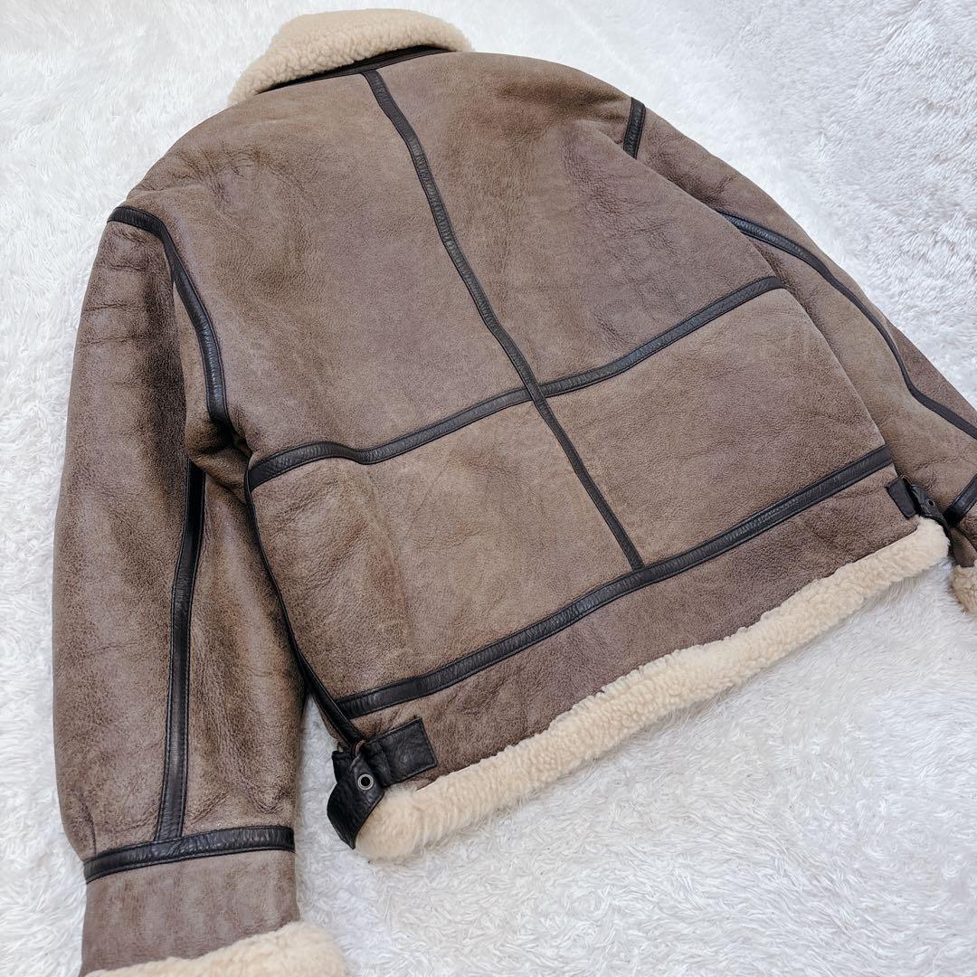 美品　短丈　ヴィンテージ　ムートンジャケット　リアルムートン　羊　ボア　M