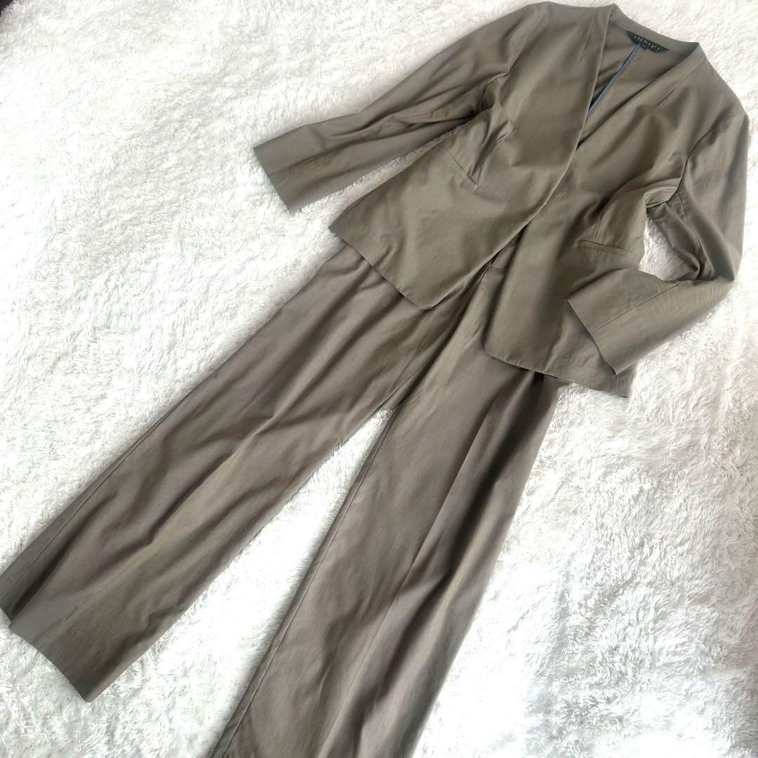大きいサイズ✨インディヴィ　スーツ　セットアップ　リネン混　家で洗える
