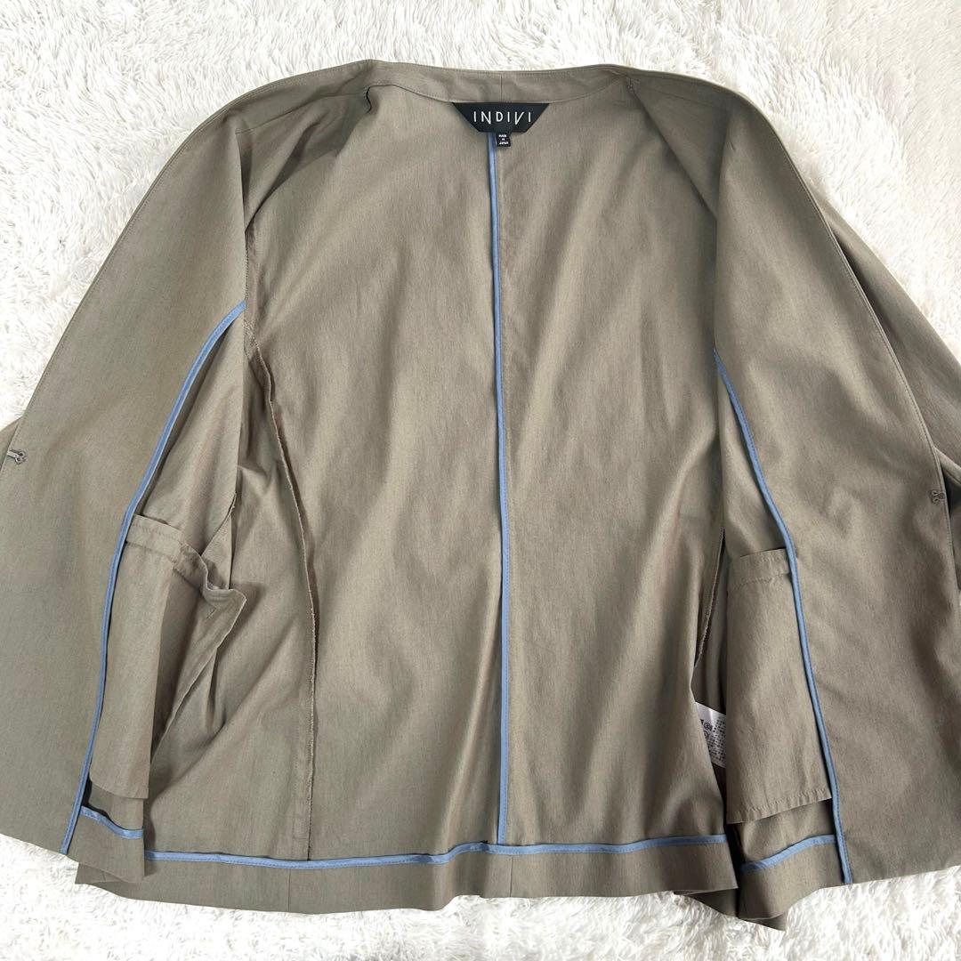 大きいサイズ✨インディヴィ　スーツ　セットアップ　リネン混　家で洗える