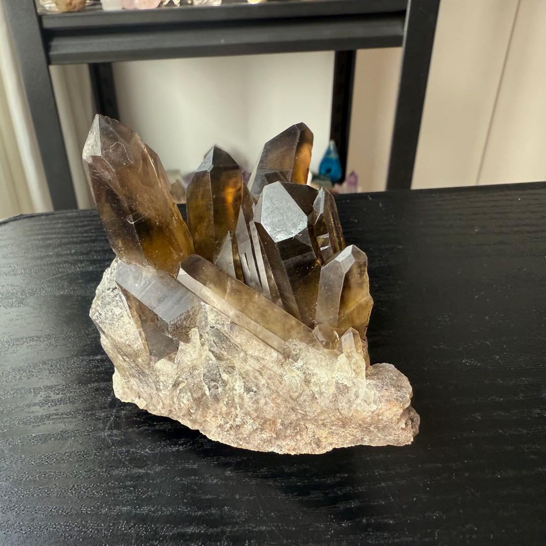 【N♡*.゜】天然石スモーキークォーツのクラスター　置物NO.013106
