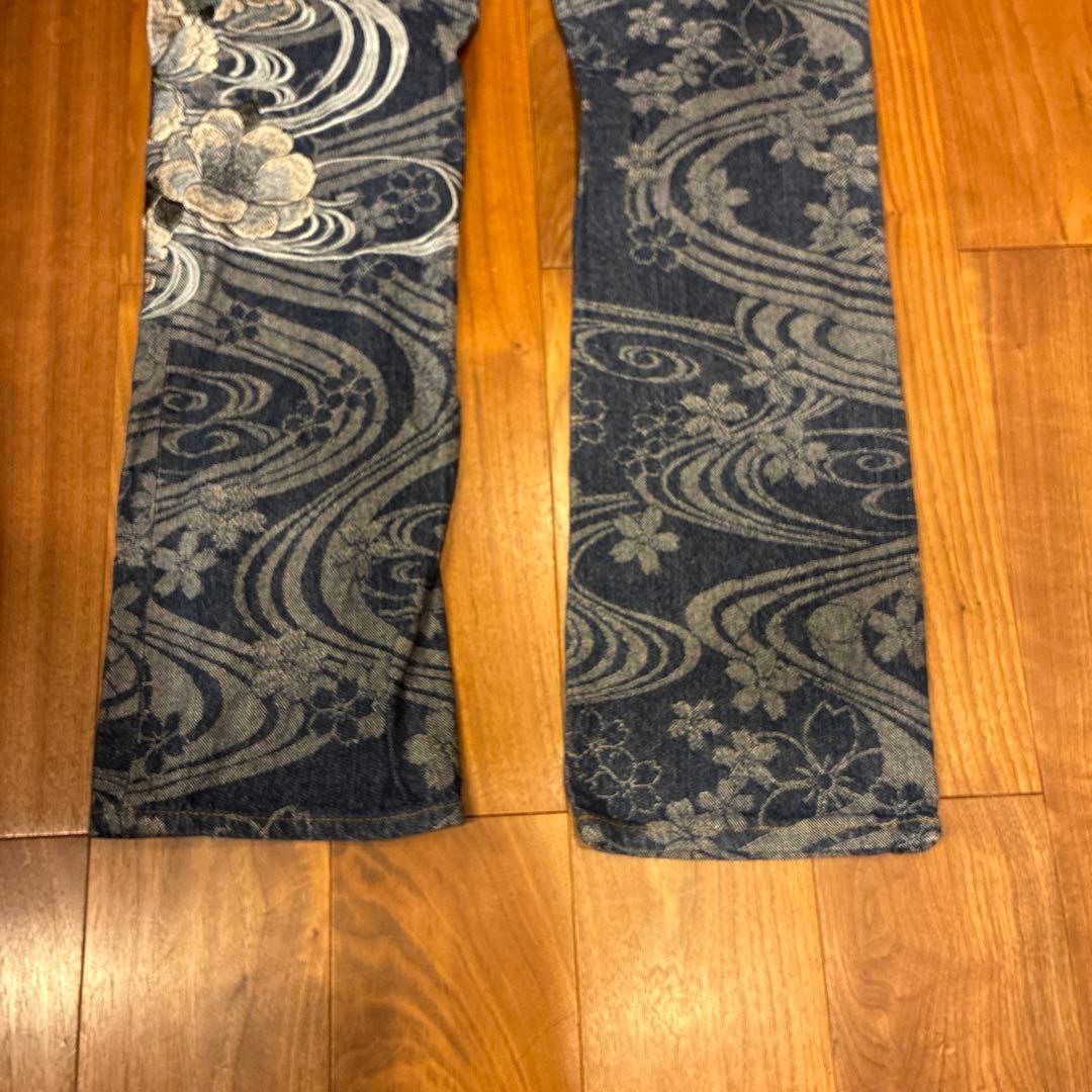 絡繰魂　デニム　ジーンズ　牡丹　流水桜　刺繍　流儀　和柄　レディース