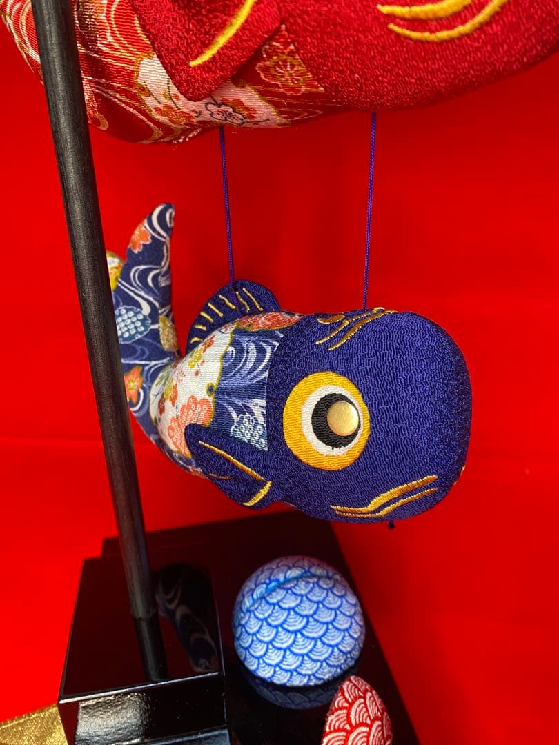 吊るし鯉のぼり　室内用　金彩縮緬