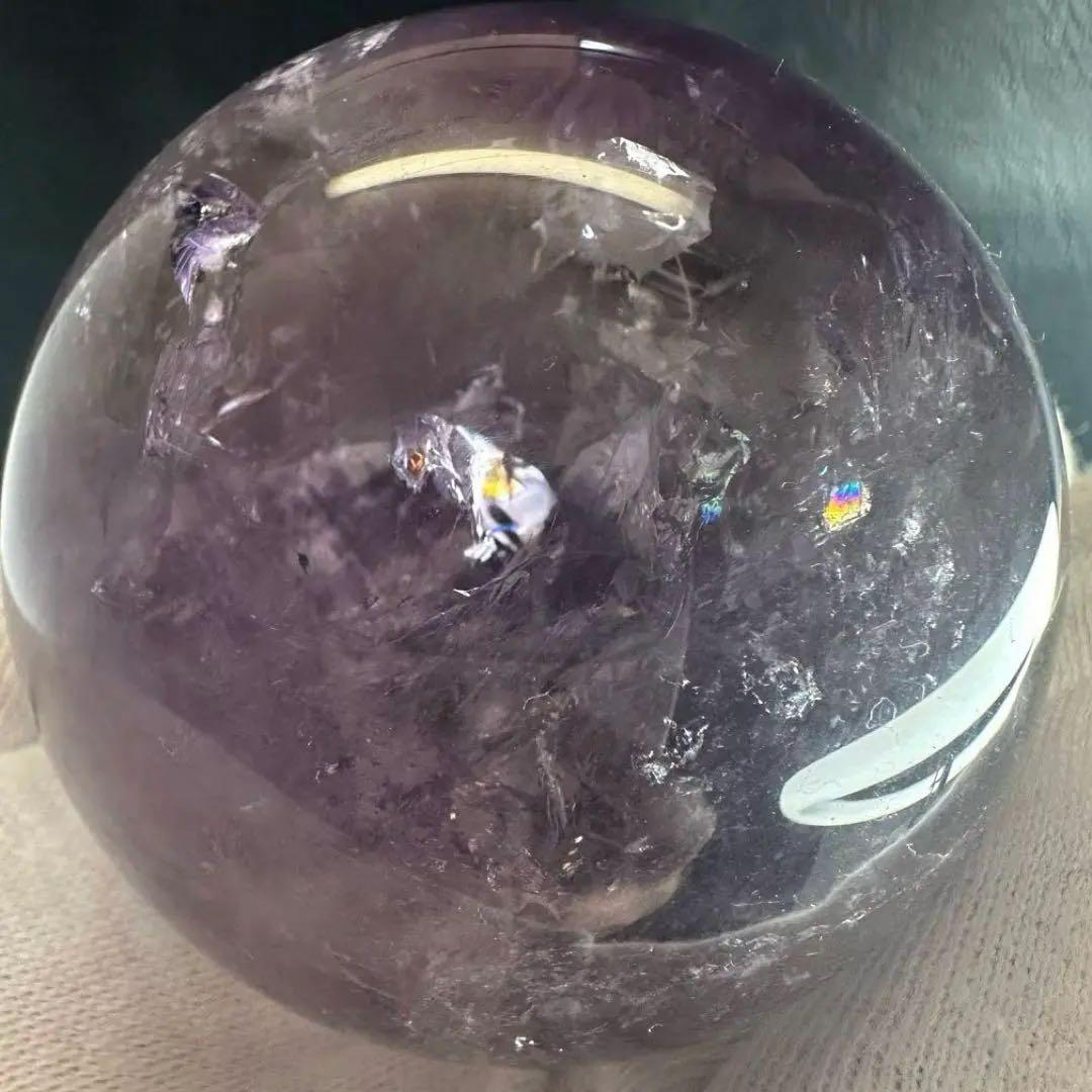 高品質❗️レインボー☆アメジスト丸玉スフィアパワーストーン☆天然石 原石A1036