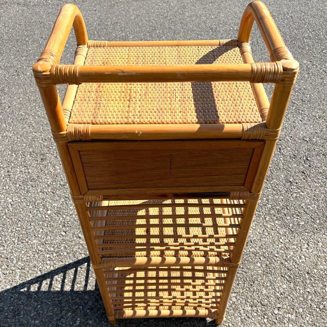 【即購入OK】飾り棚 籐 ラタン製 3段シェルフ 引き出し付き