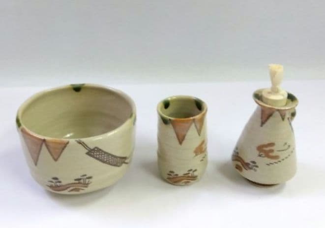 茶道具 茶箱用 茶碗 茶巾筒 振出 弥七田織部 菊泉窯 田中源彦 新品