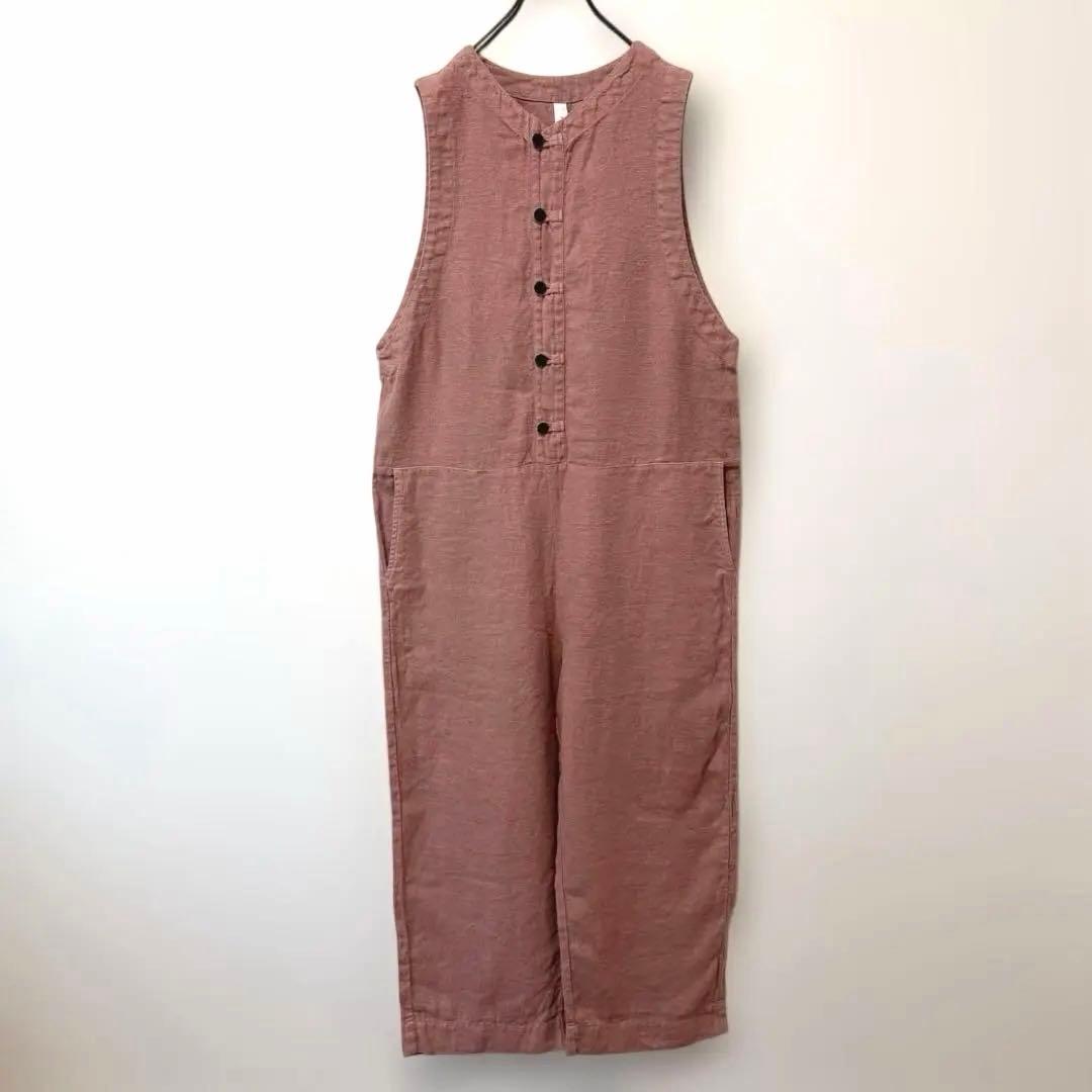 prit フレンチリネンツイル起毛　オールインワン　ダスティピンク