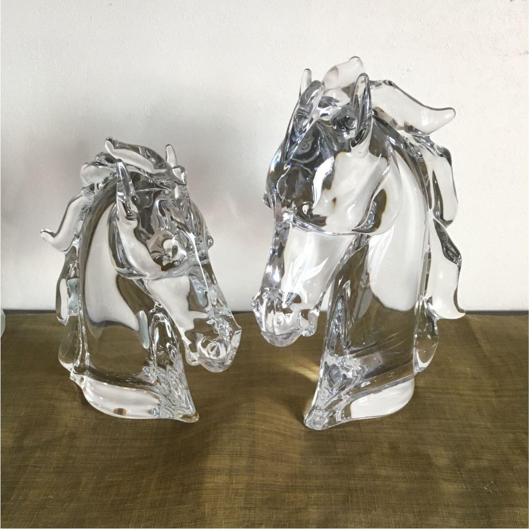クリスタル 馬頭 親子ペア 北一ガラス