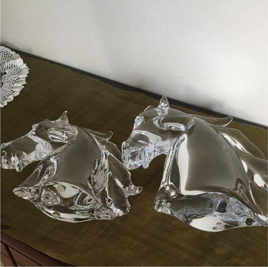 クリスタル 馬頭 親子ペア 北一ガラス