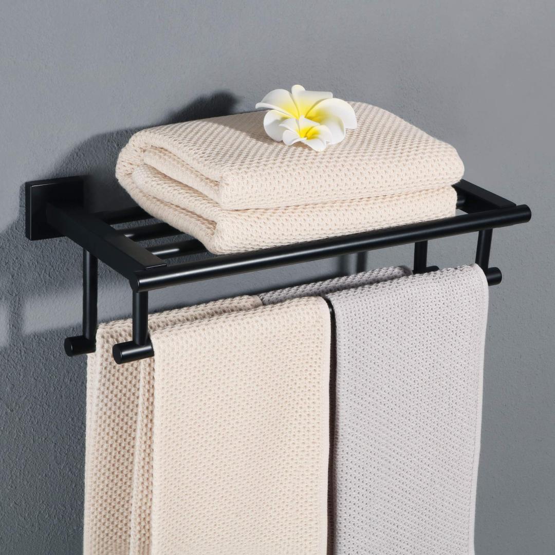 2層 マットブラック 耐腐食ダブルタオルラック ステンレス