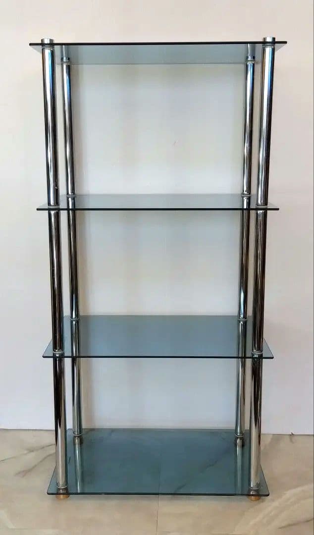 たーぼ　ガラスラック　ブルー　4段　強化ガラス