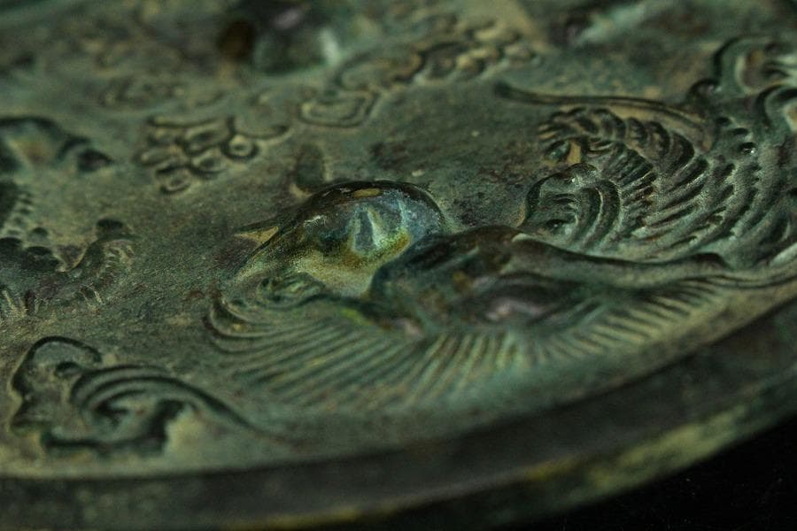 中国美術 古鏡 鳳獣紋 銅鏡(K-YC581)